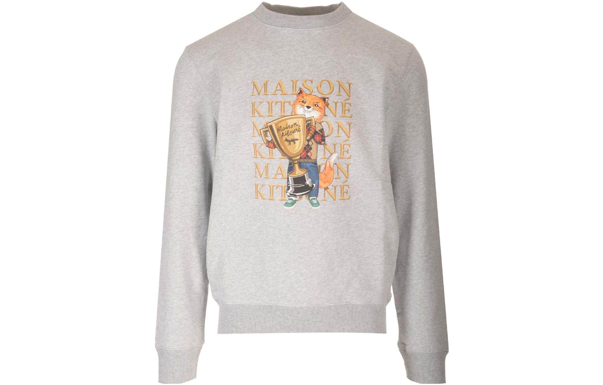 Maison Kitsune FW24 Cozy Animal Graphic Crewneck Sweatshirt in Lake Blue NM00314KM0307-P446