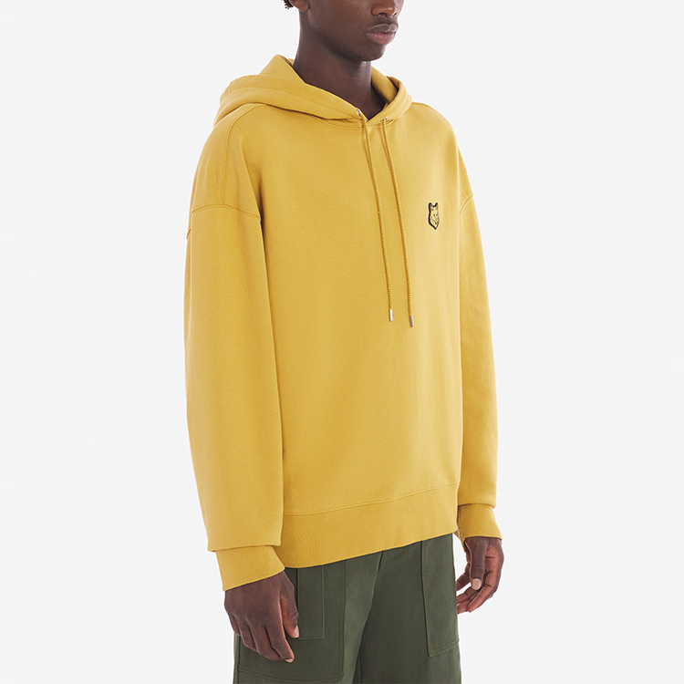 Details for Maison Kitsune FW23 Yellow Fox Patch Pullover Hoodie LM00705KM0001-P760
