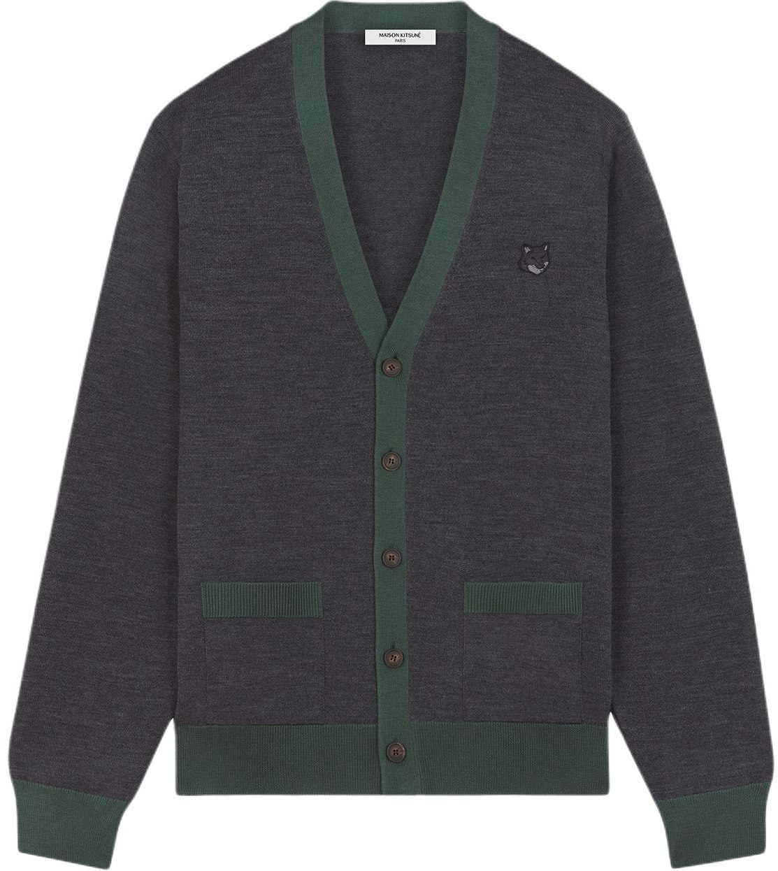 maison-kitsune-fw-24-v-neck-ribbed-long-sleeve-sweater-dark-gray-nm-00507-kt-1036-h170