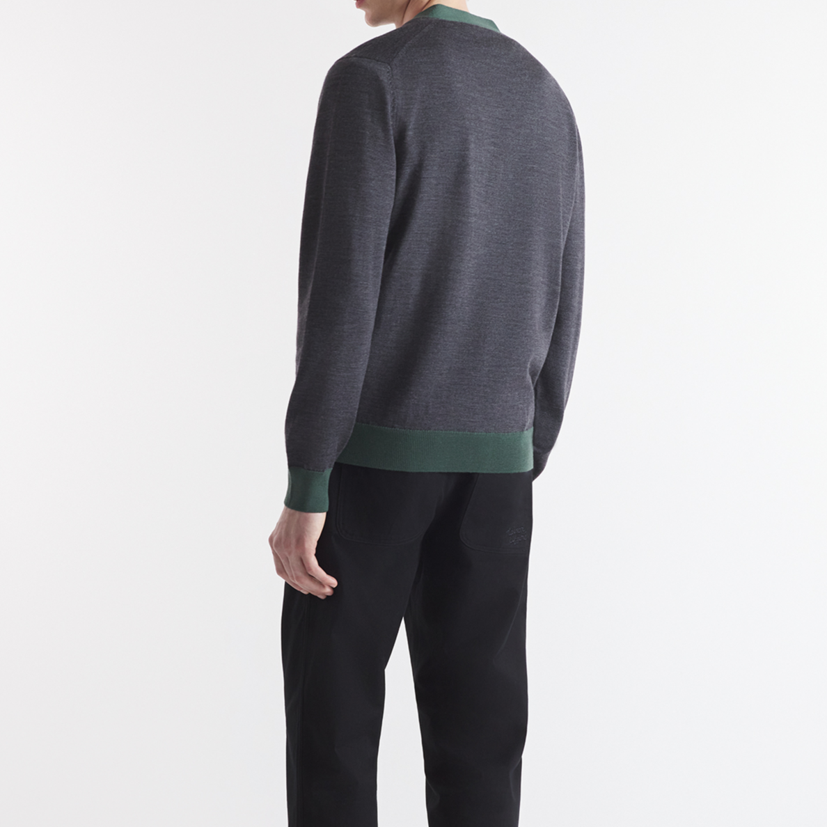 Purchase 梅森狐猴 FW24 深灰色V领罗纹长袖毛衣 NM00507KT1036-H170