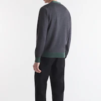 Purchase 메종 키츠네 FW24 브이넥 골지 긴팔 스웨터 다크 그레이 NM00507KT1036-H170