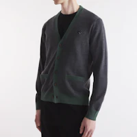 Details for 메종 키츠네 FW24 브이넥 골지 긴팔 스웨터 다크 그레이 NM00507KT1036-H170