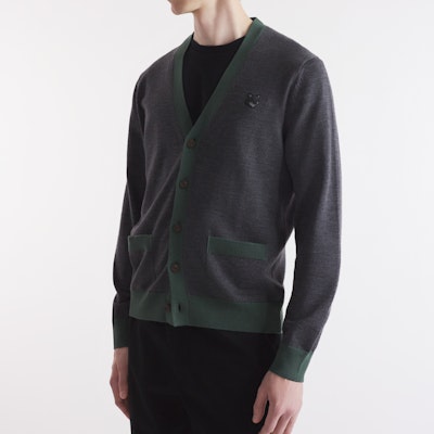 梅森狐猴 FW24 深灰色V领罗纹长袖毛衣 NM00507KT1036-H170 Details for 梅森狐猴 FW24 深灰色V领罗纹长袖毛衣 NM00507KT1036-H170