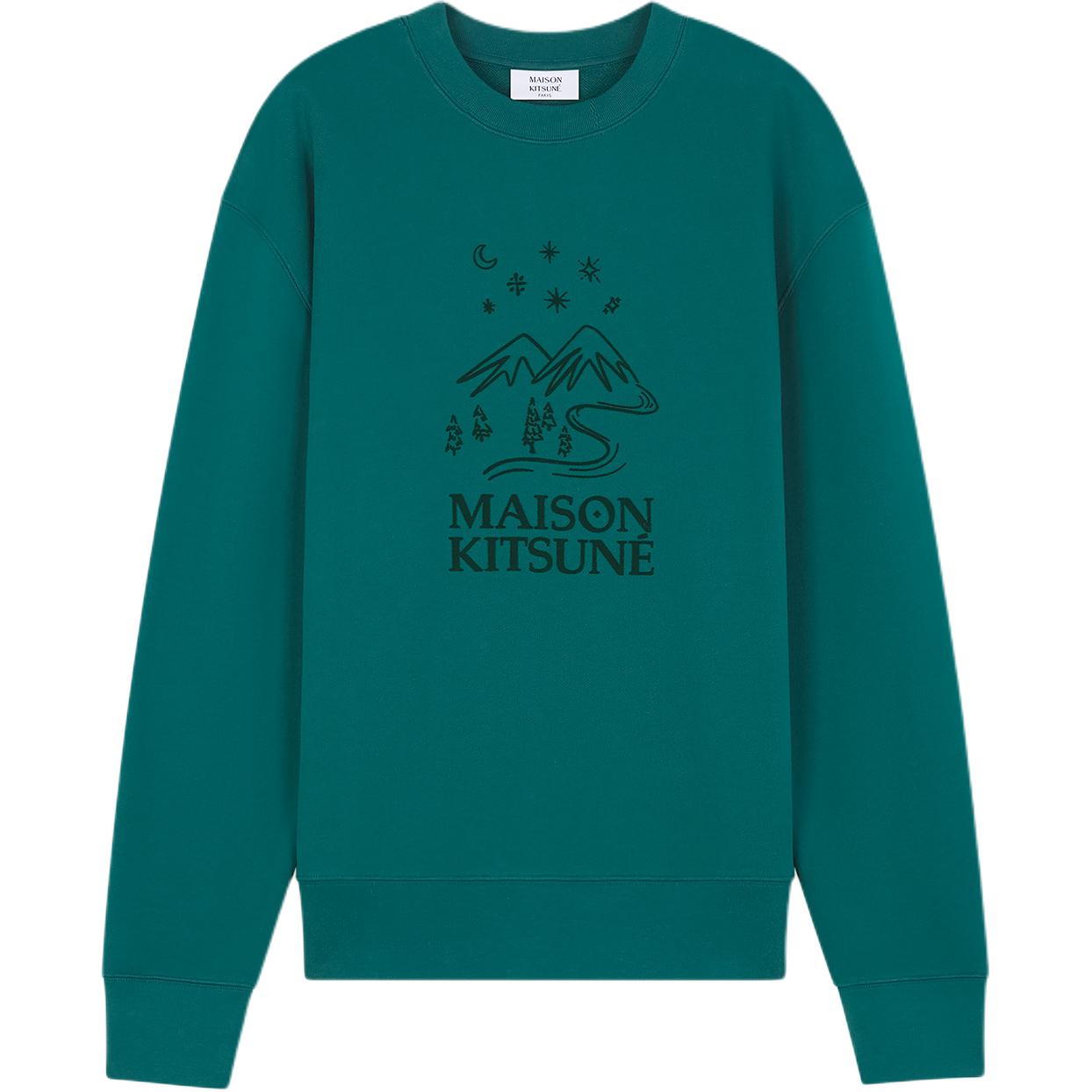 Maison Kitsune FW24 Embroidered Fox Patch Ribbed Sweater Moonlight Blue () MM00314KM0001-P154
