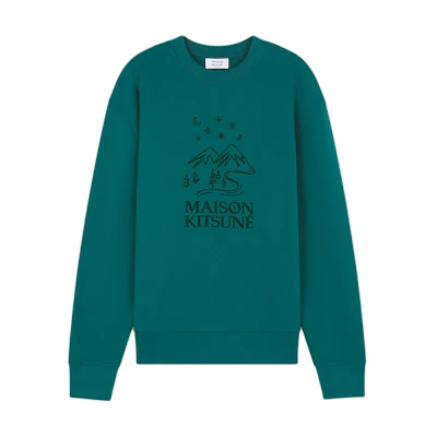 Maison Kitsune FW24 Embroidered Fox Patch Ribbed Sweater Moonlight Blue () MM00314KM0001-P154