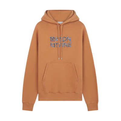Maison Kitsune FW24 Embroidered Lettering Hoodie Redwood Red NM00704KM0307-P270