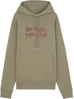 Maison Kitsune FW24 Embroidered Lettering Hoodie Stone Color Pullover NM00704KM0307-P131 Maison Kitsune FW24 Embroidered Lettering Hoodie Stone Color Pullover NM00704KM0307-P131