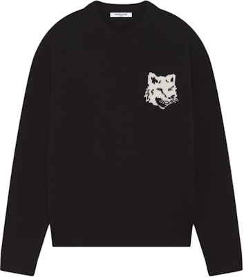 Maison Kitsune FW24 狐狸头黑色圆领毛衣 长袖针织衫 NM00808KM0329-P199 Buy Maison Kitsune FW24 狐狸头黑色圆领毛衣 长袖针织衫 NM00808KM0329-P199