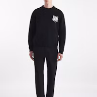 Shop 메종 키츠네 FW24 폭스 헤드 크루넥 스웨터 블랙 긴팔 니트웨어 NM00808KM0329-P199