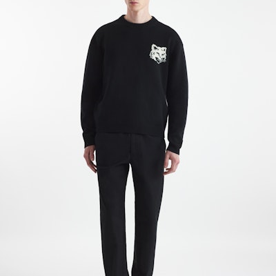 Maison Kitsune FW24 狐狸头黑色圆领毛衣 长袖针织衫 NM00808KM0329-P199 Shop Maison Kitsune FW24 狐狸头黑色圆领毛衣 长袖针织衫 NM00808KM0329-P199