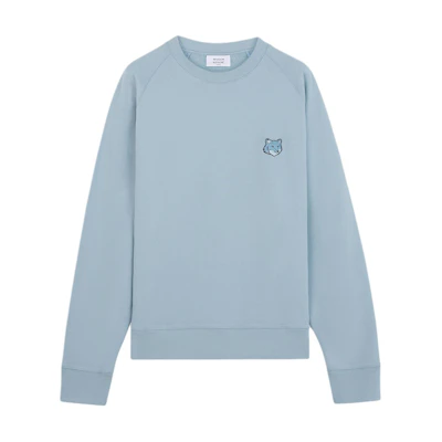 Maison Kitsune FW24 Fox Patch Oversized Long Sleeve Sweatshirt Blue Mens MM00316KM0307-P446