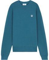 Maison Kitsune FW24 Fox Patch Oversized Long Sleeve Sweatshirt Blue Mens MM00316KM0307-P446 Maison Kitsune FW24 Fox Patch Oversized Long Sleeve Sweatshirt Blue Mens MM00316KM0307-P446