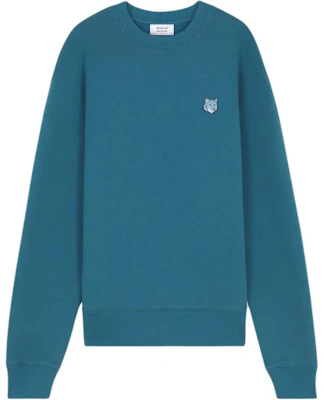 Maison Kitsune FW24 Fox Patch Oversized Long Sleeve Sweatshirt Blue Mens MM00316KM0307-P446 Buy Maison Kitsune FW24 Fox Patch Oversized Long Sleeve Sweatshirt Blue Mens MM00316KM0307-P446
