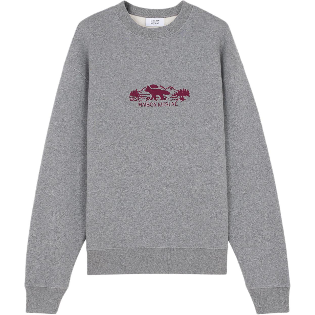 Maison Kitsune FW24 Graphic Crewneck Oversized Sweatshirt Green - NM00308KM0307-P391