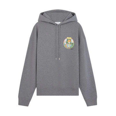 Maison Kitsune FW24 Oversized Letter Print Hoodie in Mid Grey NM00702KM0326-H131