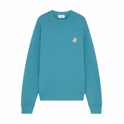 Maison Kitsune FW24 Relaxed Fit Long Sleeve Patch Sweatshirt Men Light Aqua MM00313KM0307-P456