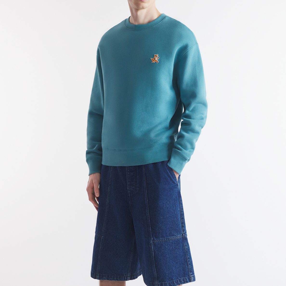 Purchase Maison Kitsune FW24 男款輕薄藍貼布標誌長袖休閒衛衣 MM00313KM0307-P456