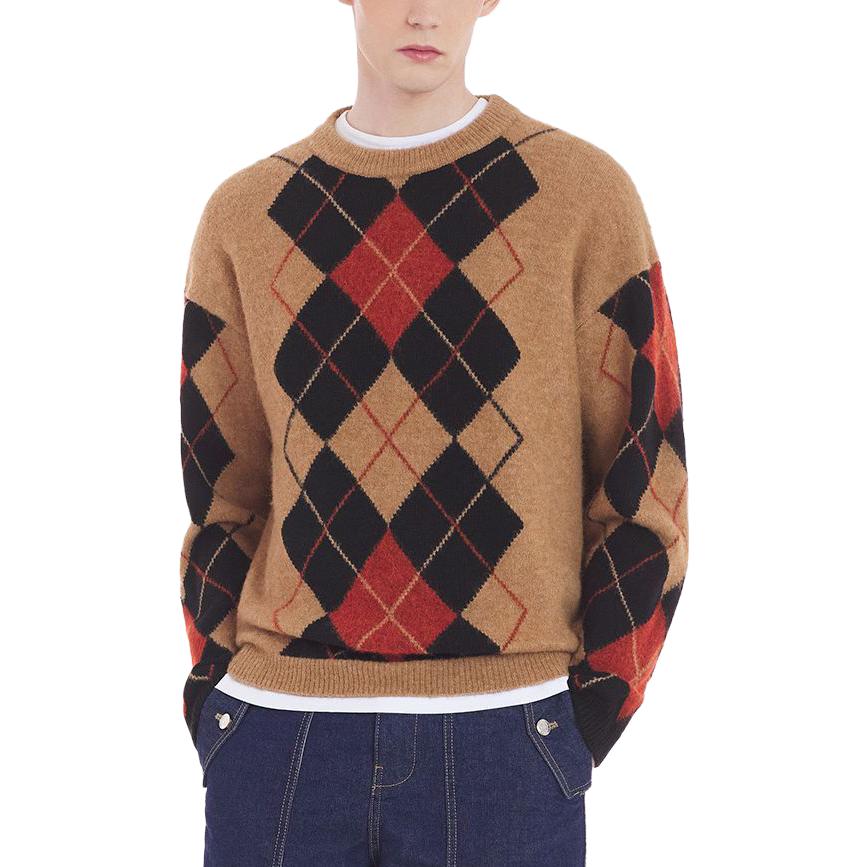 Shop Maison Kitsune 几何图案宽松圆领毛衣 多色 LM00804KT1089-M220