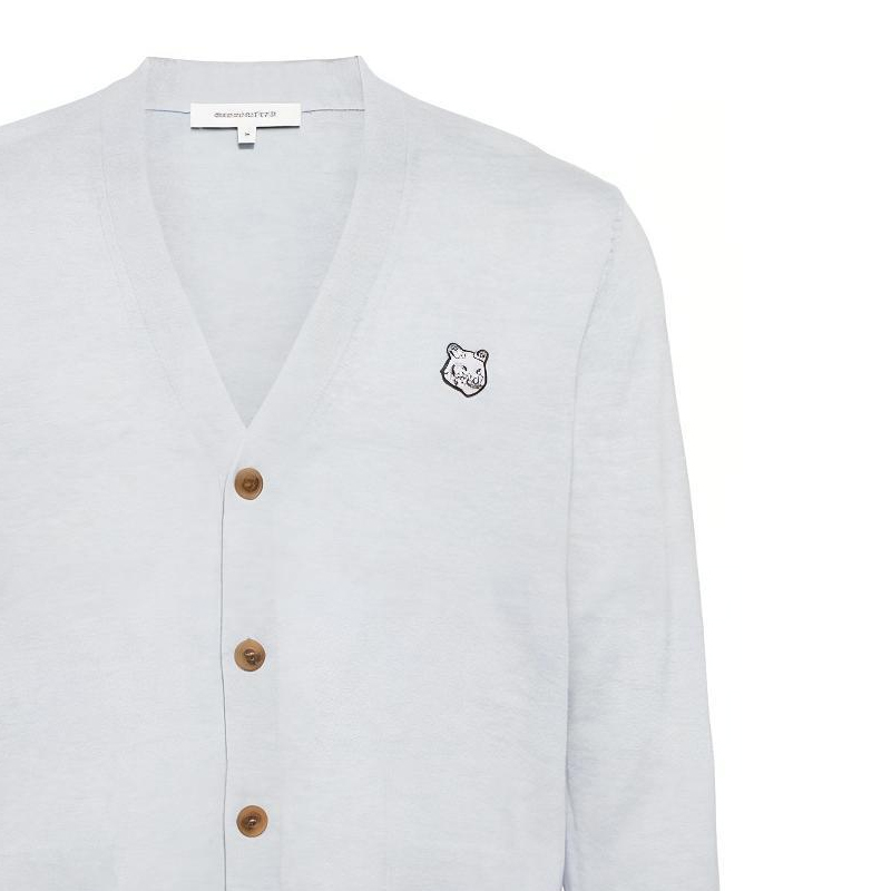 Purchase Maison Kitsune Kardigan V-Leher Cetakan Grafik Biru Muda Sweater MM00509KT1036-H410