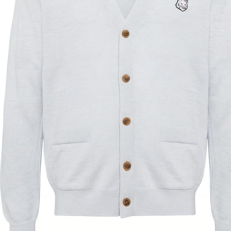 Sizing Maison Kitsune Kardigan V-Leher Cetakan Grafik Biru Muda Sweater MM00509KT1036-H410