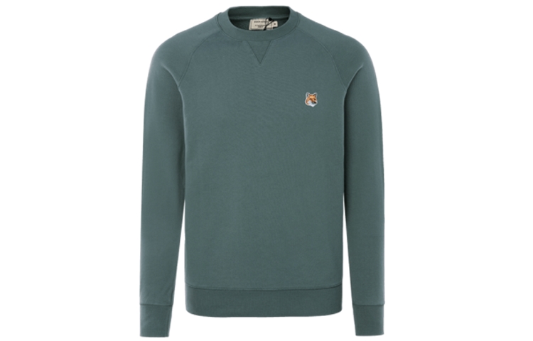Maison Kitsune Green Crewneck Sweatshirt with Logo Print GM00312KM0001-KH