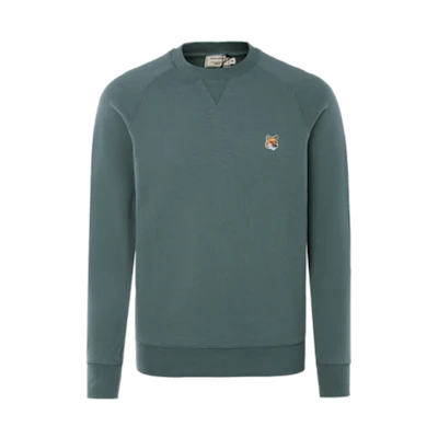 Maison Kitsune Green Crewneck Sweatshirt with Logo Print GM00312KM0001-KH