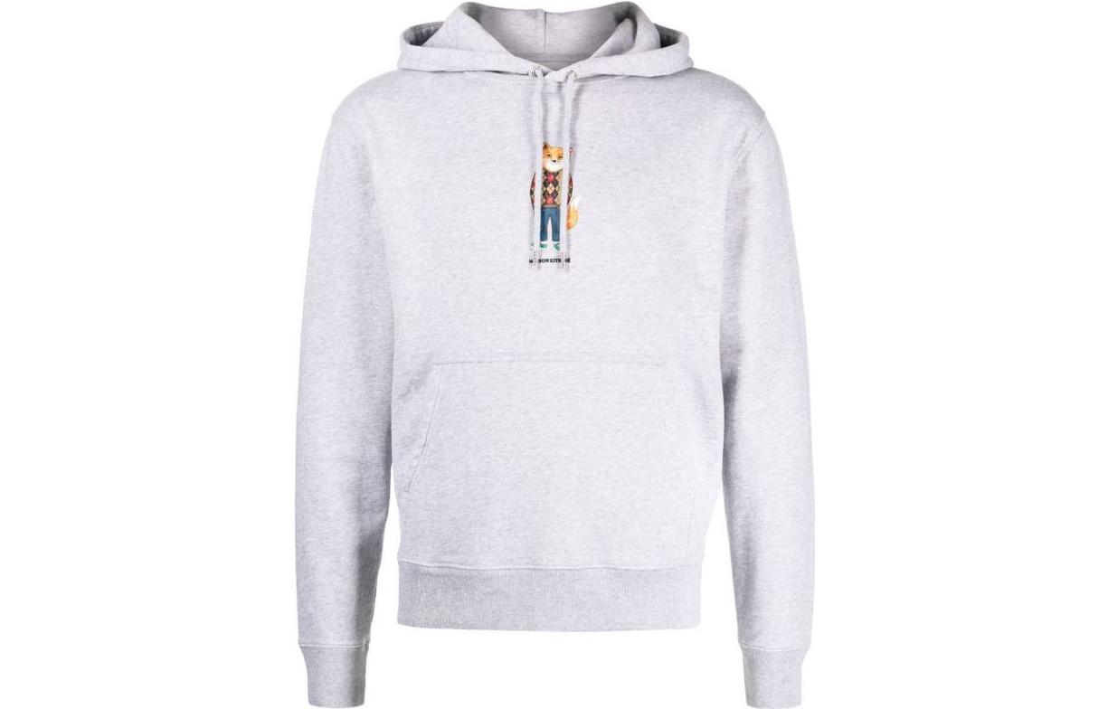 Maison Kitsune Grey Crewneck Sweatshirt with Letter Logo Print FM00352KM0001-H150