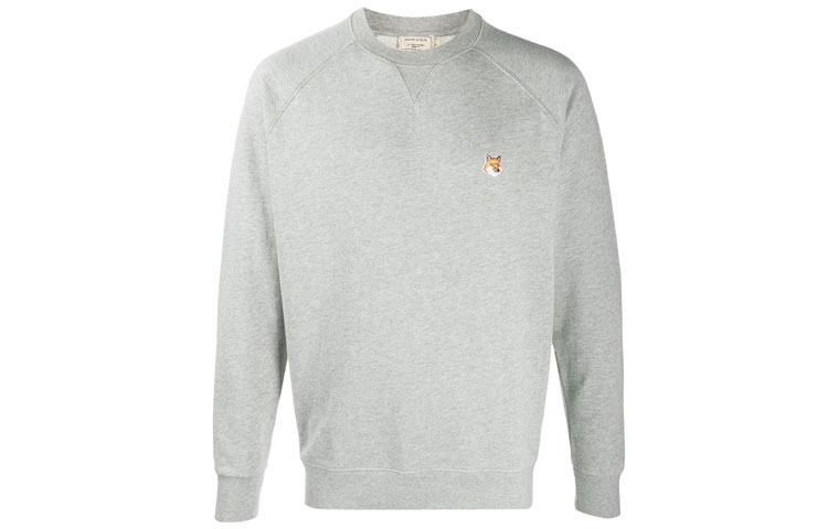 Maison Kitsune Grey Fox Head Patch Pullover Crewneck Sweatshirt for Men AM00303KM0001-H150