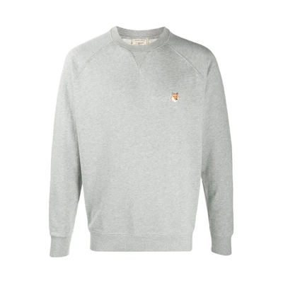 Maison Kitsune Grey Fox Head Patch Pullover Crewneck Sweatshirt for Men AM00303KM0001-H150