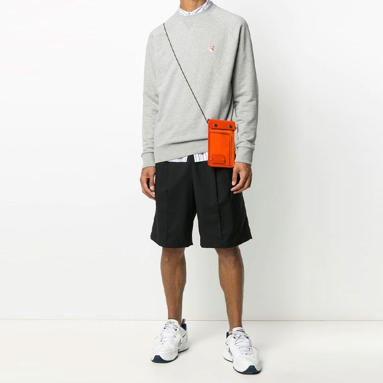 Lookbook Maison Kitsune Grey Fox Head Patch Pullover Crewneck Sweatshirt for Men AM00303KM0001-H150