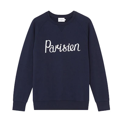 Maison Kitsune Letter Print Crewneck Pullover Long Sleeve Sweatshirt Grey Men LM00313KM0001H120