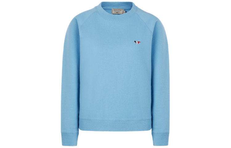 Maison Kitsune Light Blue Crewneck Sweatshirt with Logo Patch KM00303KM0001-H429