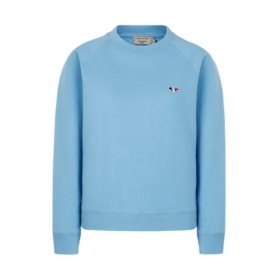 Maison Kitsune Light Blue Crewneck Sweatshirt with Logo Patch KM00303KM0001-H429