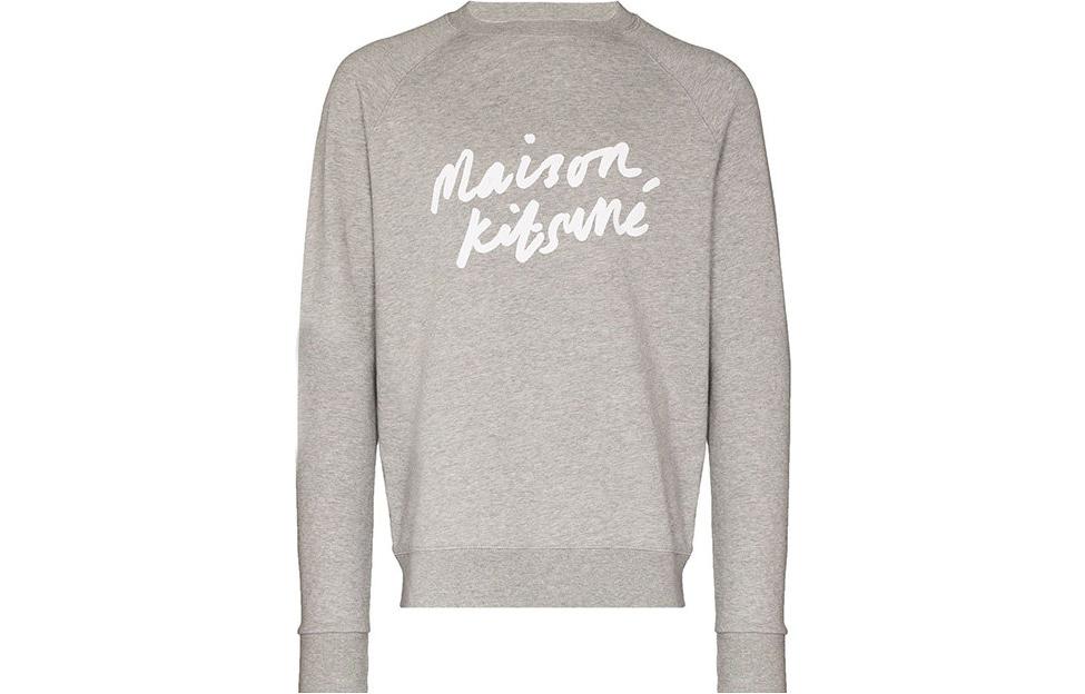Maison Kitsune Logo Print Long Sleeve Sweatshirt Grey () LM00305KM0001-H120