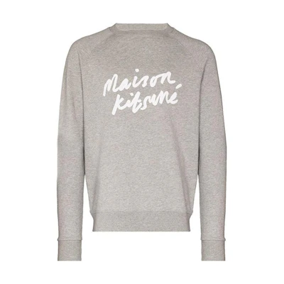 Maison Kitsune Logo Print Long Sleeve Sweatshirt Grey () LM00305KM0001-H120