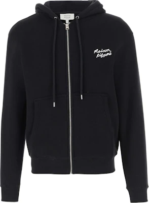 Maison Kitsune Logo Print Drawstring Hooded Zip-Up Jacket Black Men NM00703KM0307-B197 Order Maison Kitsune Logo Print Drawstring Hooded Zip-Up Jacket Black Men NM00703KM0307-B197