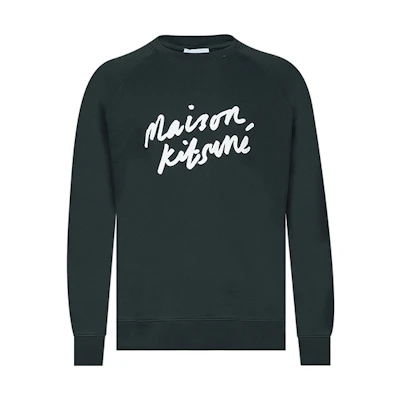 Maison Kitsune Navy Pullover Sweatshirt with Embroidered Logo Unisex Long Sleeve EU00326KM0001-NA