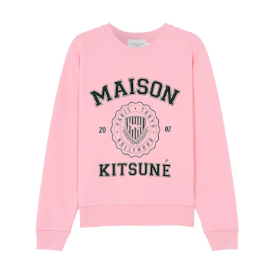 Maison Kitsune Pink Crewneck Sweatshirt with Letter Logo for Men. KM00329KM0027-P622