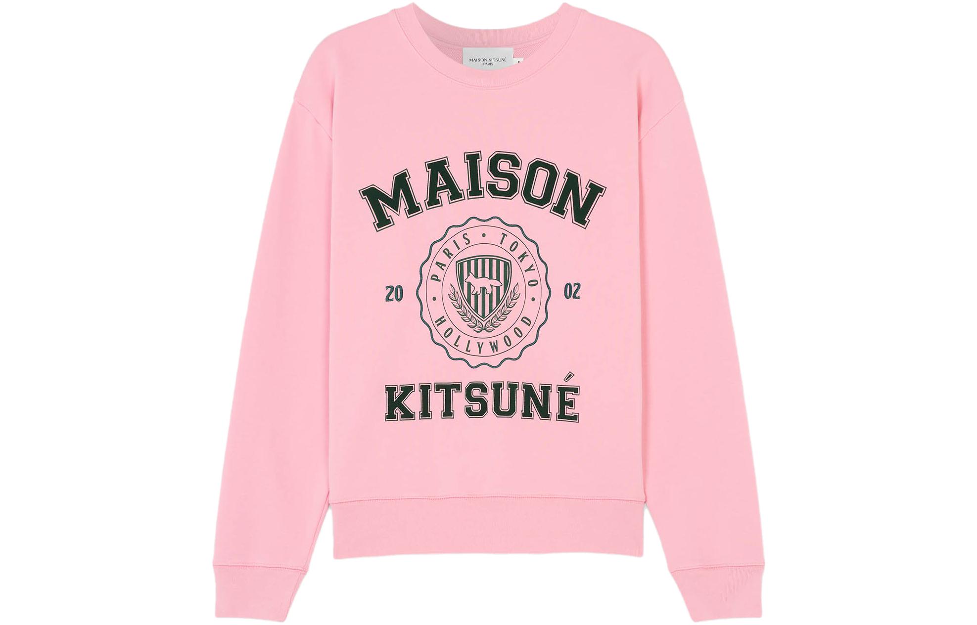 Order Maison Kitsune Baju Pink Crewneck dengan Logo Huruf untuk Lelaki. KM00329KM0027-P622