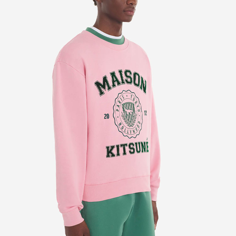 Purchase Maison Kitsune Baju Pink Crewneck dengan Logo Huruf untuk Lelaki. KM00329KM0027-P622