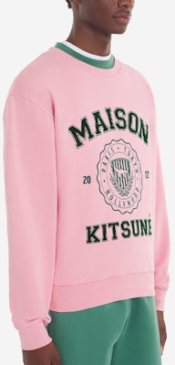 Maison Kitsune Baju Pink Crewneck dengan Logo Huruf untuk Lelaki. KM00329KM0027-P622 Purchase Maison Kitsune Baju Pink Crewneck dengan Logo Huruf untuk Lelaki. KM00329KM0027-P622