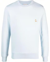 Maison Kitsune Slim Fit Solid Color Crewneck Sweatshirt Blue LM00303KM0001P-422 Maison Kitsune Slim Fit Solid Color Crewneck Sweatshirt Blue LM00303KM0001P-422