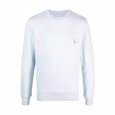 Maison Kitsune Small Fox Logo Embroidered Hoodie Unisex Blue GU00335KM0002-P480