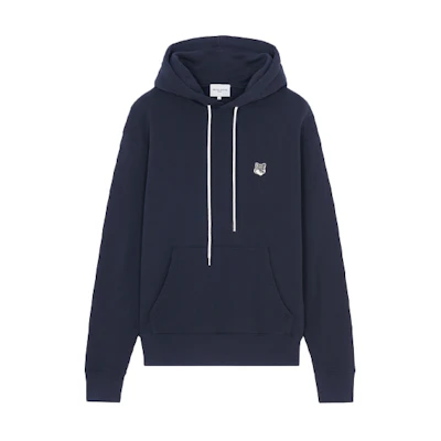 Maison Kitsune Solid Badge Logo Hoodie Blue Long Sleeve Pullover LM00706KM0001-P494