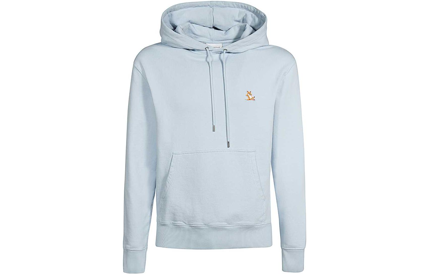 Maison Kitsune Solid Color Loose Fit Mid-Length Hoodie Jacket Unisex Navy Blue HU02280WE0003-P480