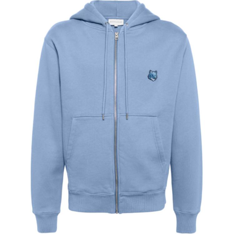 Maison Kitsune Solid Color Zip-Up Jacket with Lapel Collar FU02207WQ0019-BK