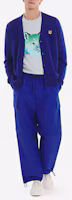 Lookbook Maison Kitsune Solid Fox Patch V-Neck Button-Up Cardigan Unisex Royal Blue Sweater GU00542KT1036-P485