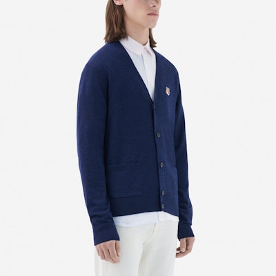 メゾンキツネ ソリッドロゴ 刺繍カーディガン メンズ ネイビーブルー IU00505KT1036-H481 Details for メゾンキツネ ソリッドロゴ 刺繍カーディガン メンズ ネイビーブルー IU00505KT1036-H481