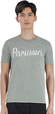 Maison Kitsune SS22 灰色手写标志印花T恤。 AM00101KJ0008-GRM 1