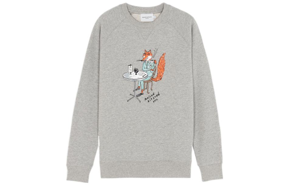 Maison Kitsune SS22 Afternoon Fox Loose Cartoon Print Sweatshirt Unisex White IU00301KM0001-P701